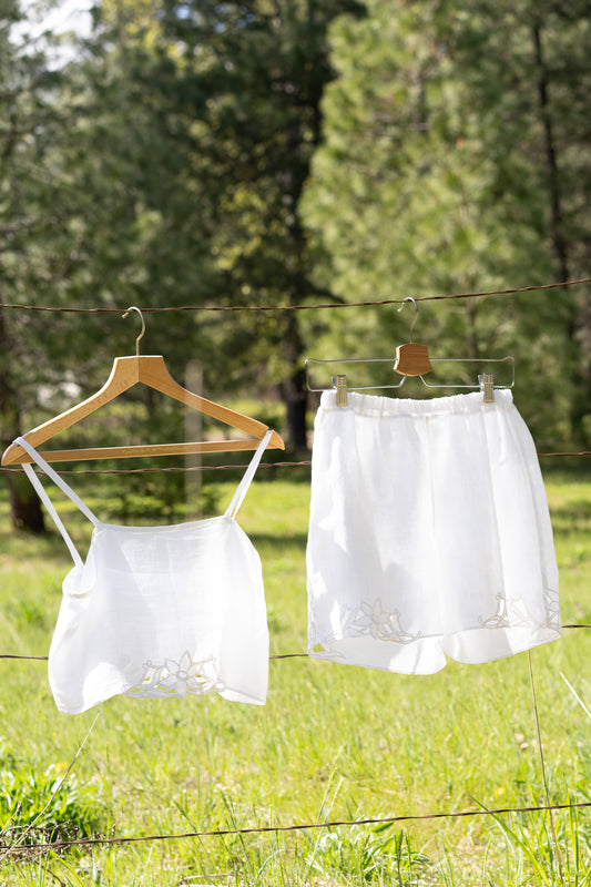 Cutwork Linen Camisole Set