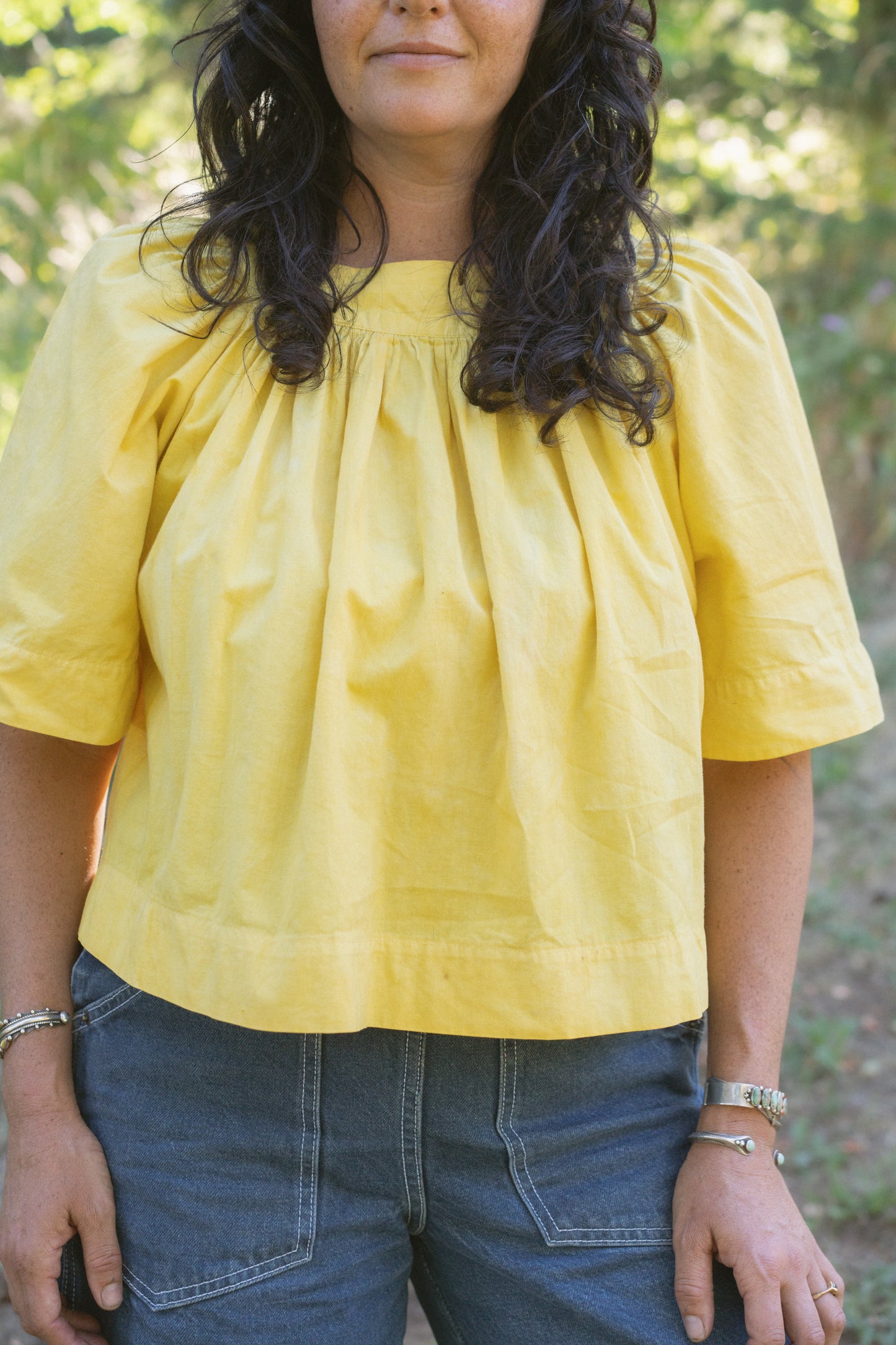 Botanically Dyed Cotton Gathered Blouse