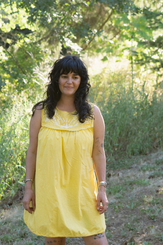 Botanically Dyed Cotton Embroidered Dress