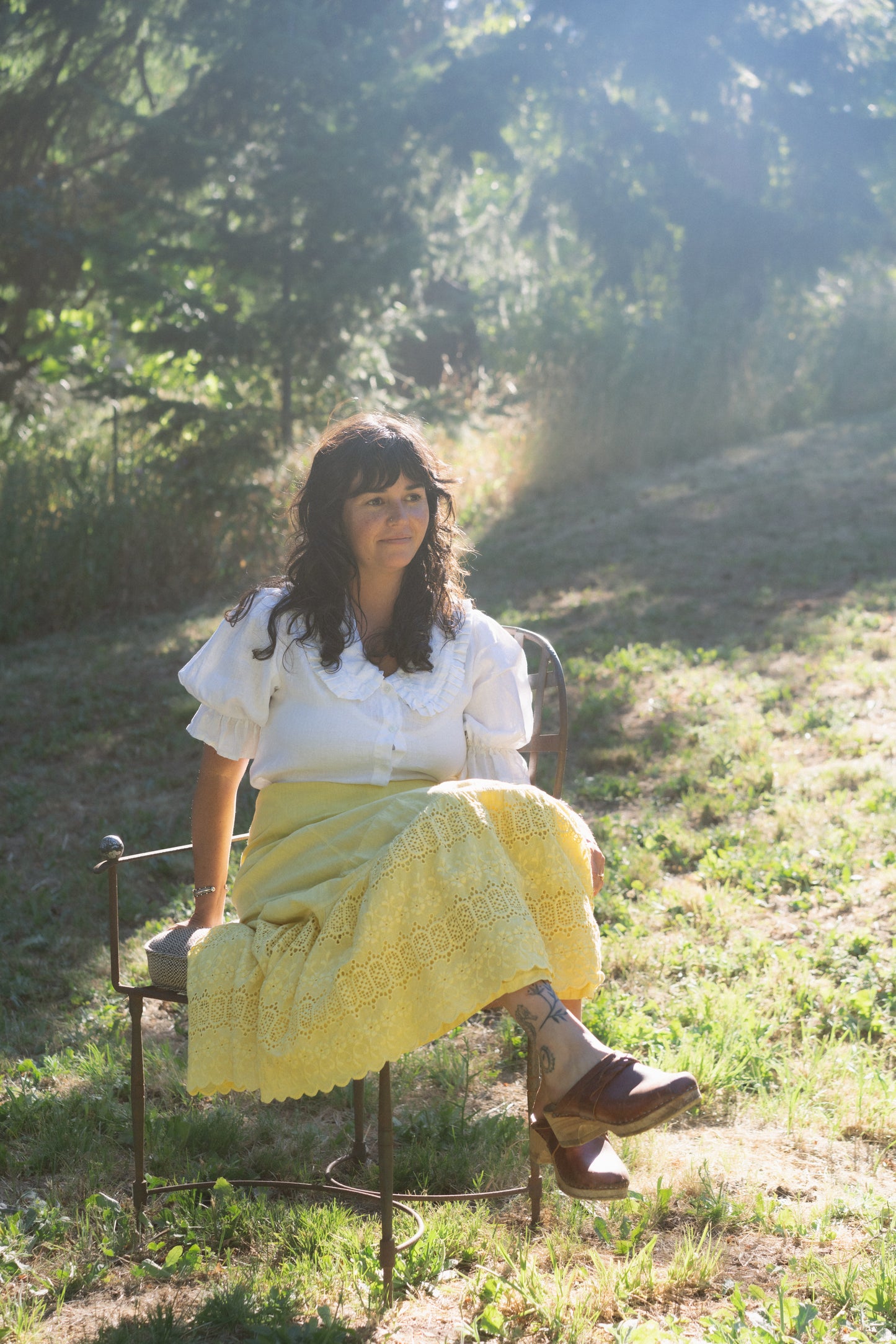 Botanically Dyed Antique Cotton Eyelet Skirt