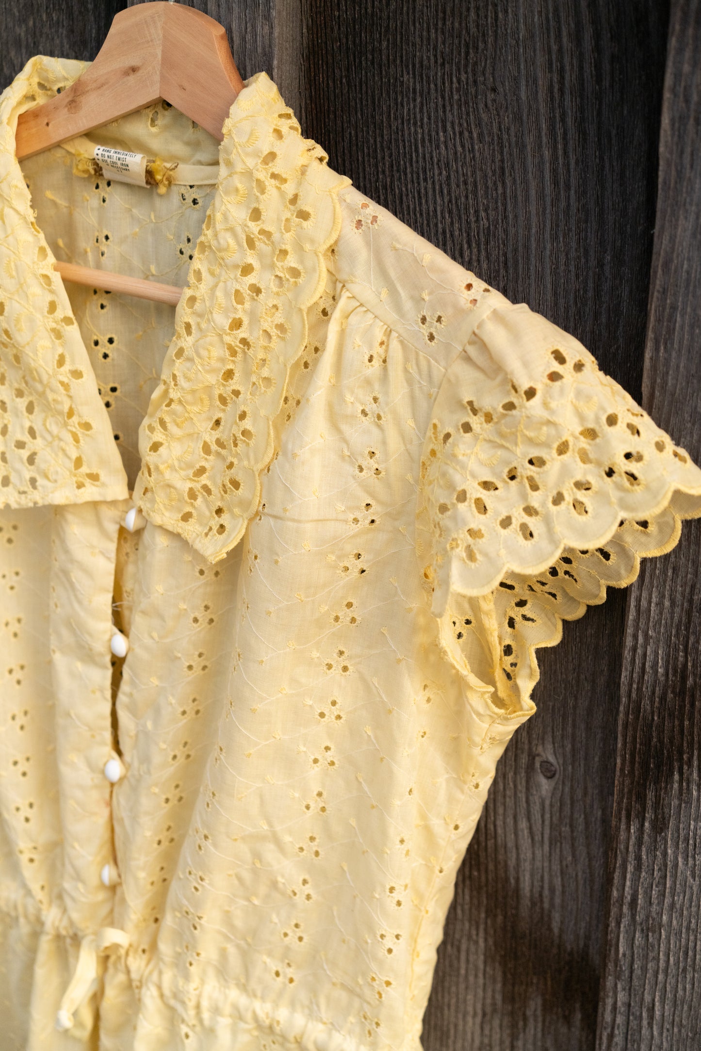 Botanically Dyed Vintage Eyelet Drawstring Blouse