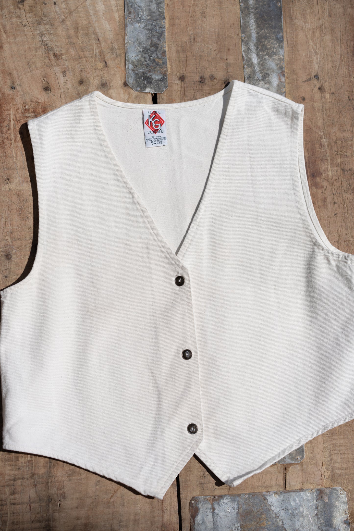Ivory Cotton Denim Vest