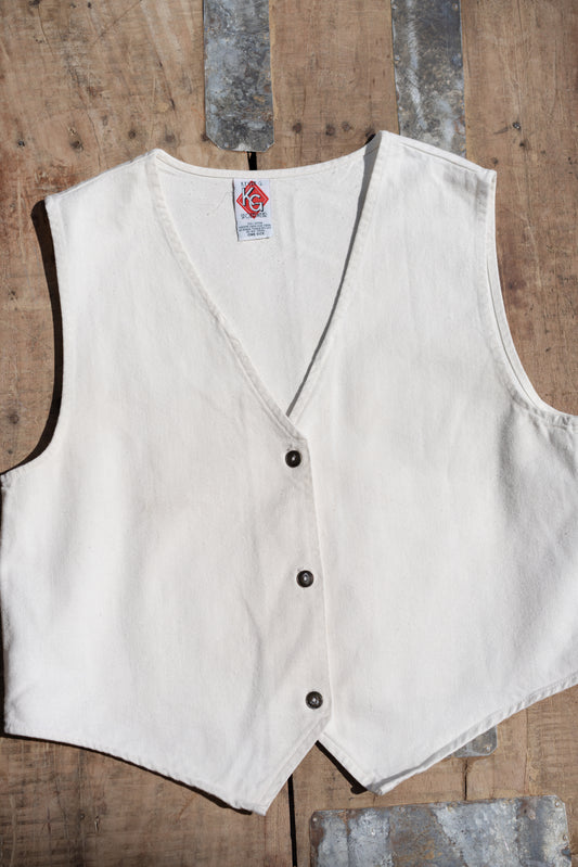 Ivory Cotton Denim Vest