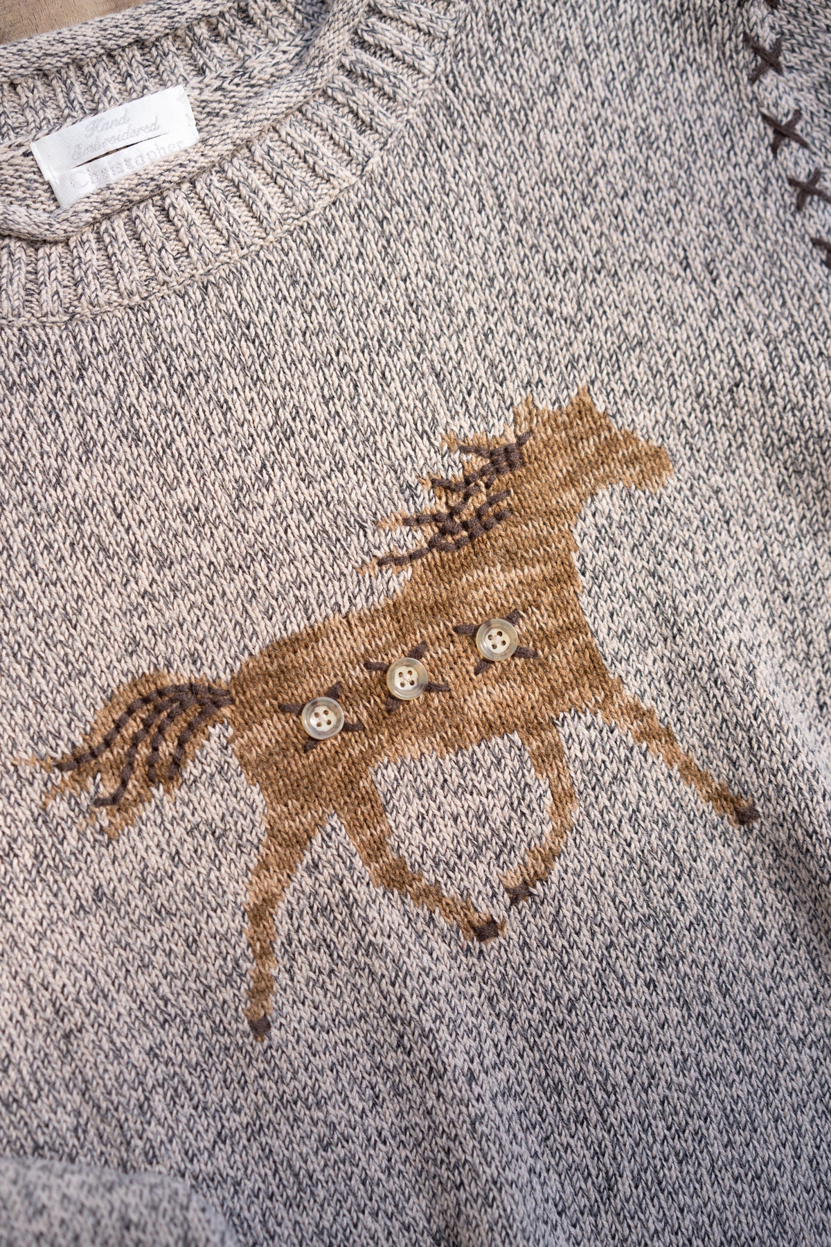 Hand Embroidered Horse Sweater