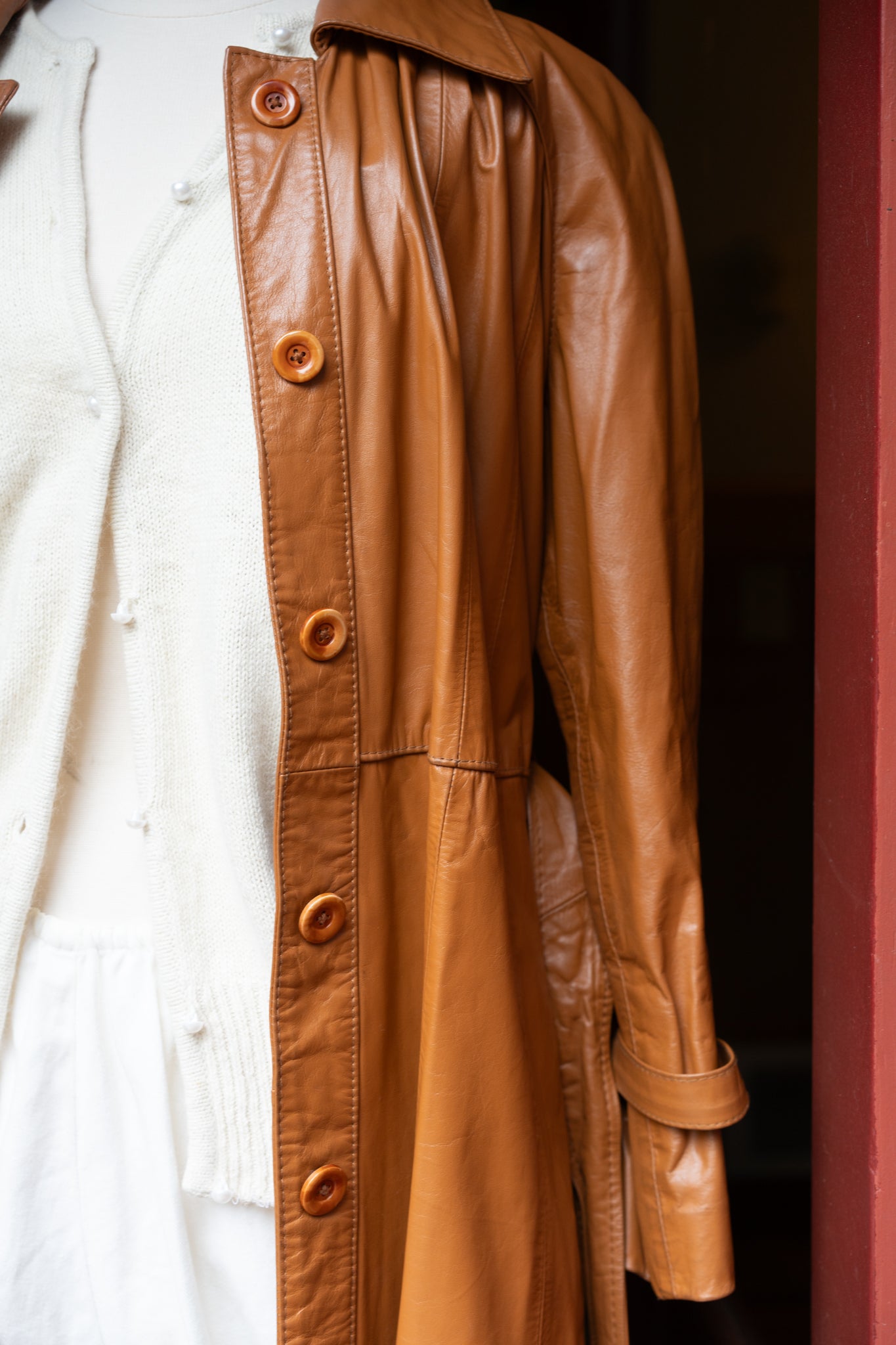 1970's Leather Trench Coat