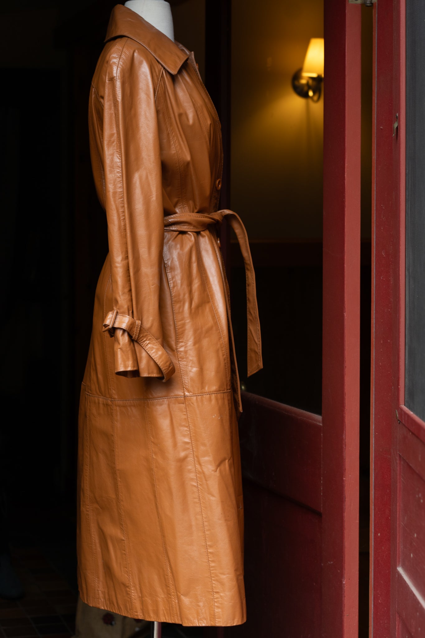 1970's Leather Trench Coat