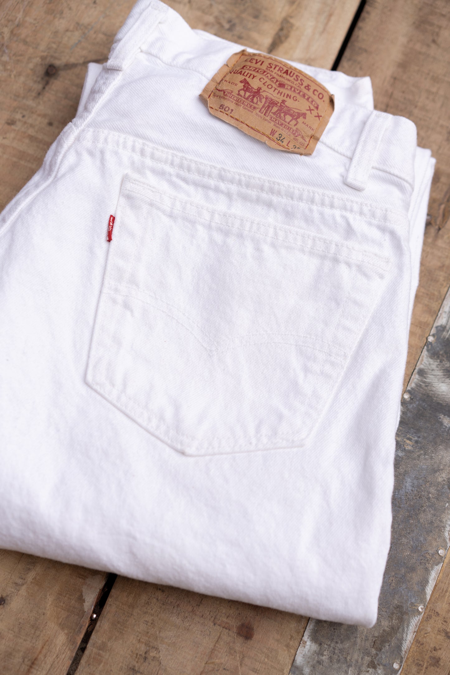 Levi’s 501 White Denim Button Fly Jeans