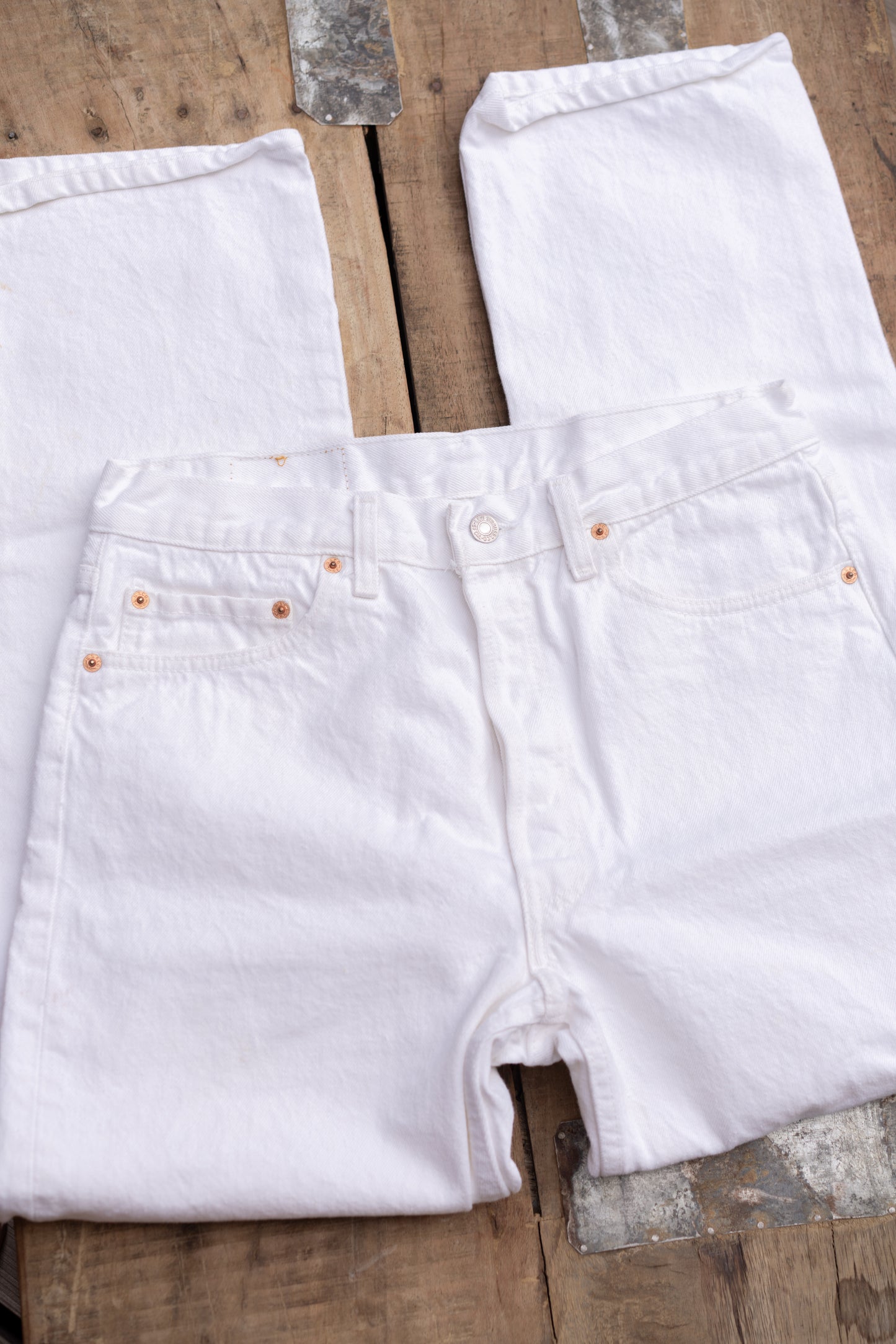 Levi’s 501 White Denim Button Fly Jeans