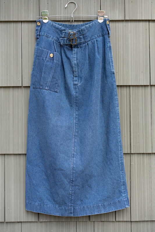 Outback Red Buckle Denim Maxi Skirt