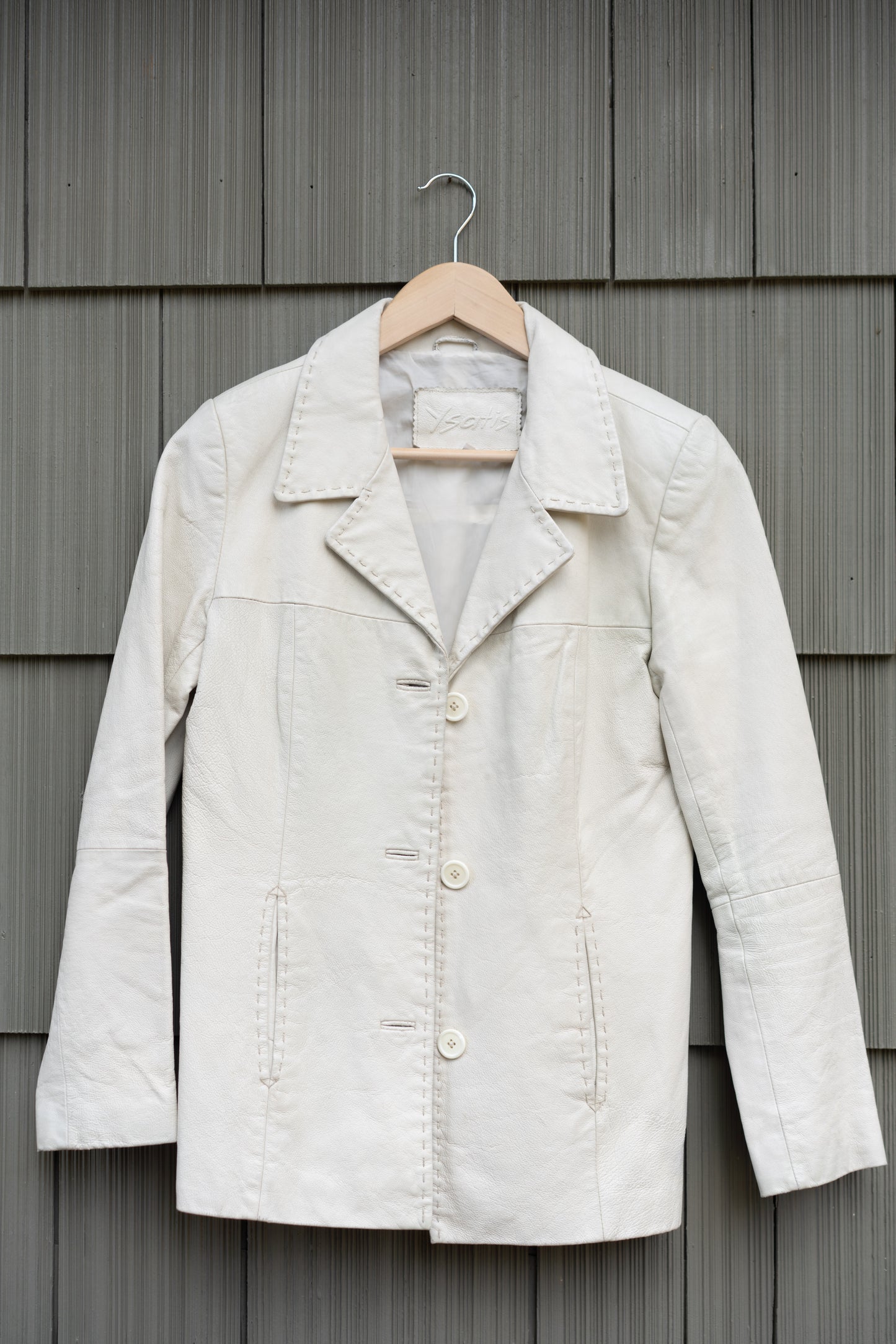 Bone Leather Blazer