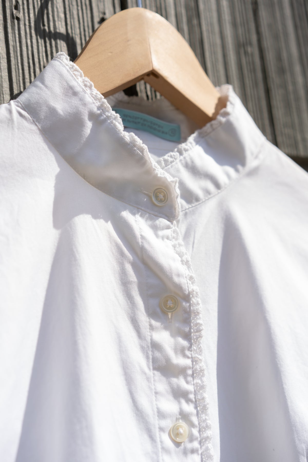 Lace Trim Cotton Button Up