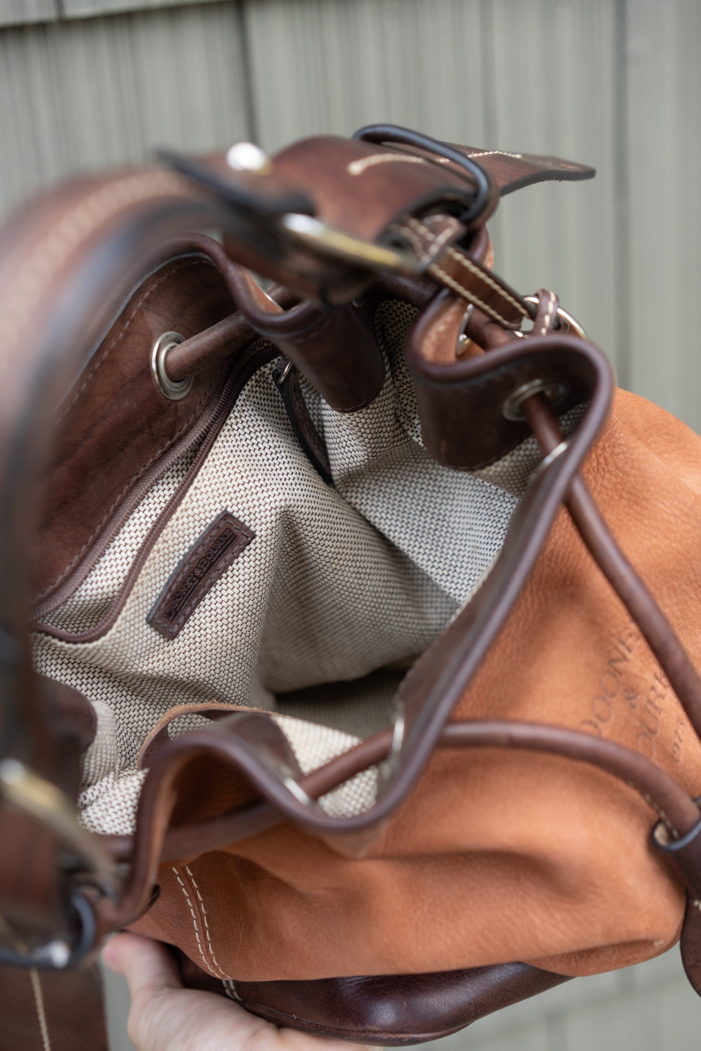 Dooney & Bourke Leather Drawstring Bucket Bag