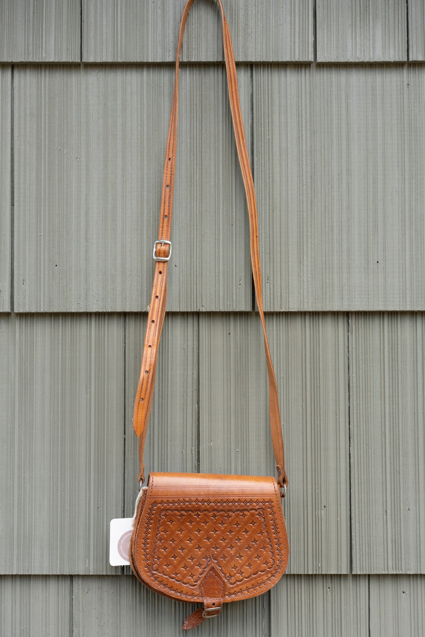 Tooled Leather Crossbody Bag