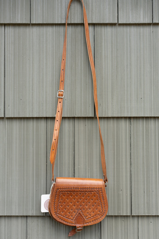 Tooled Leather Crossbody Bag