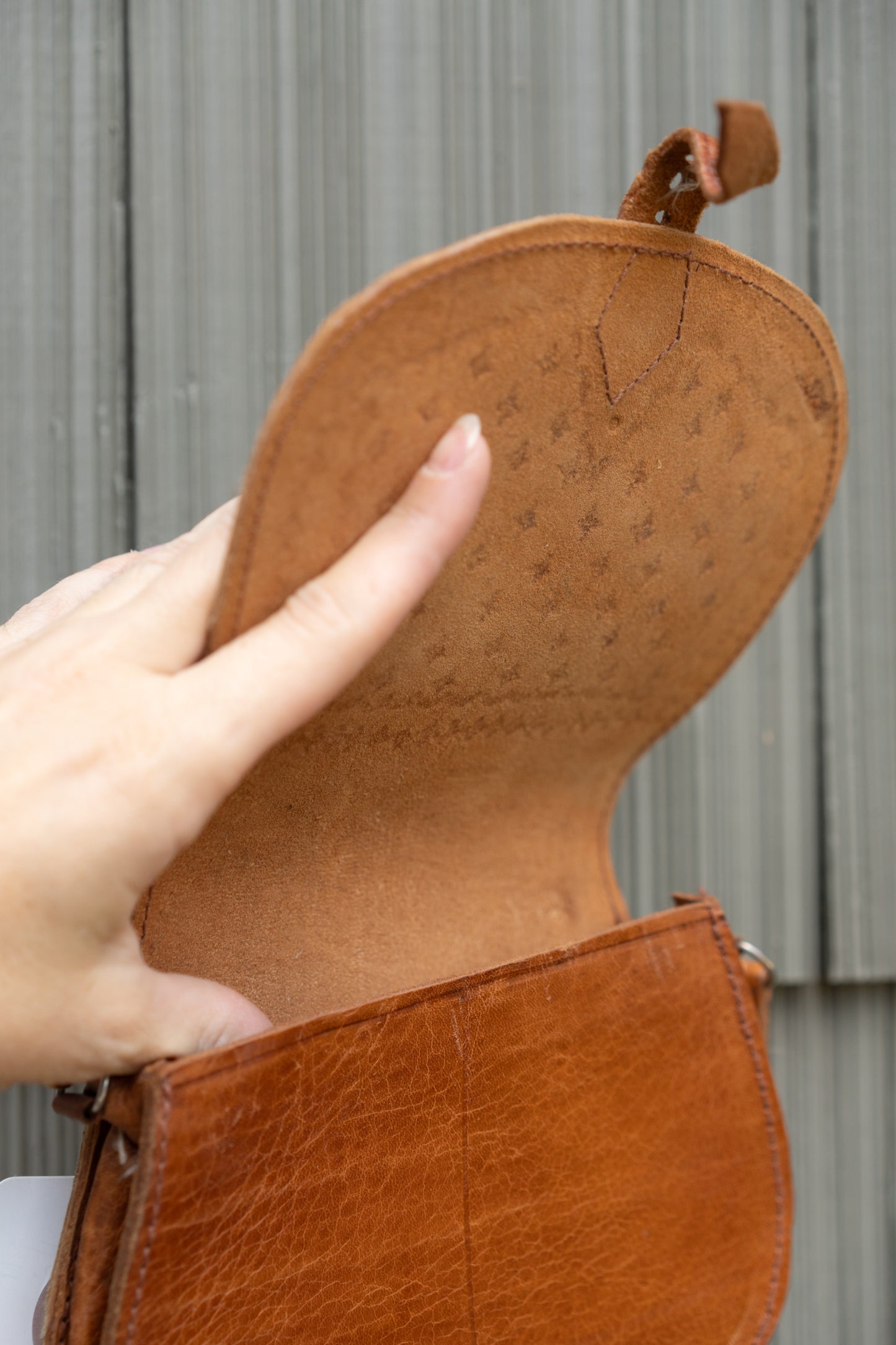 Tooled Leather Crossbody Bag