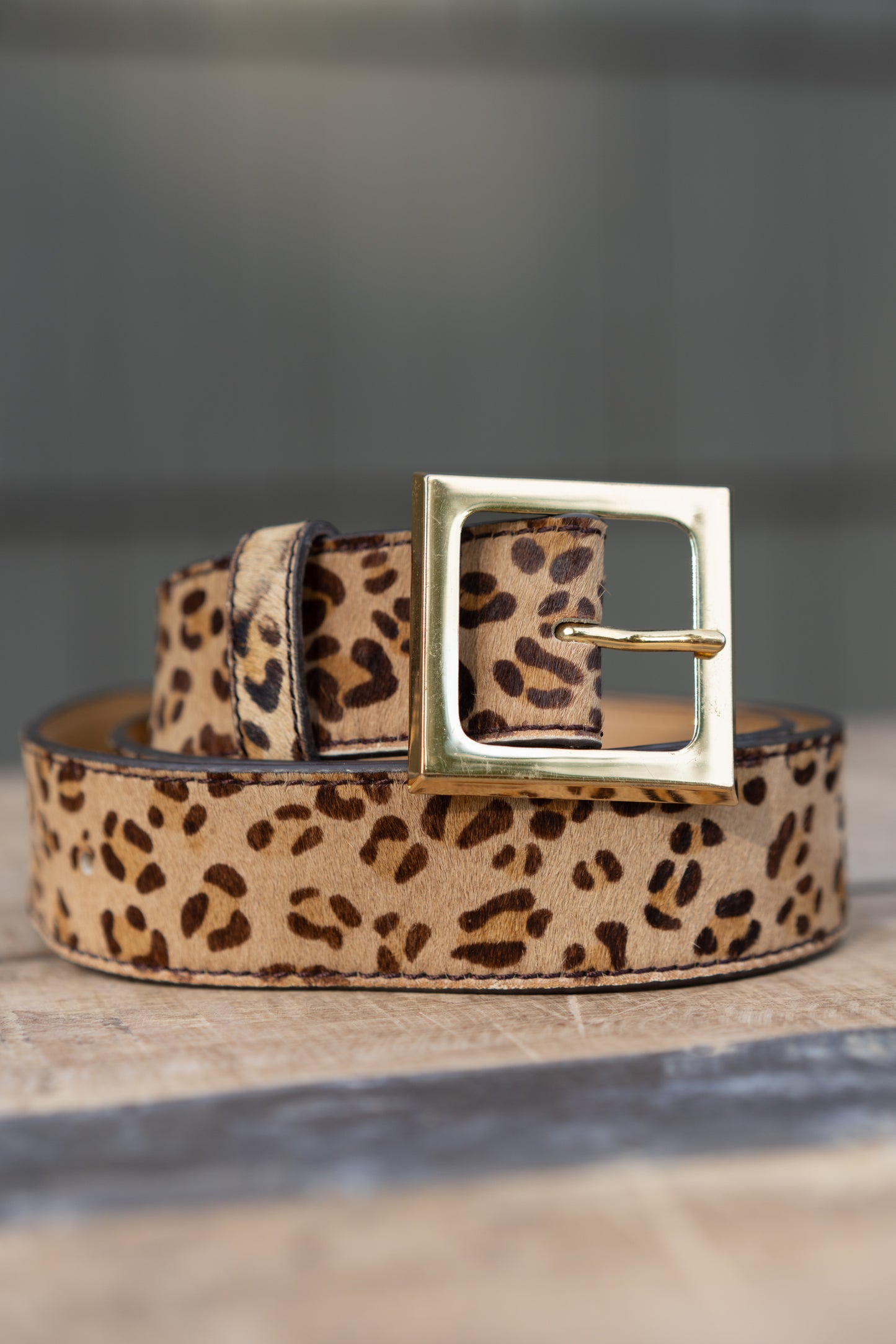 Leopard Calf Hair Leather Belt