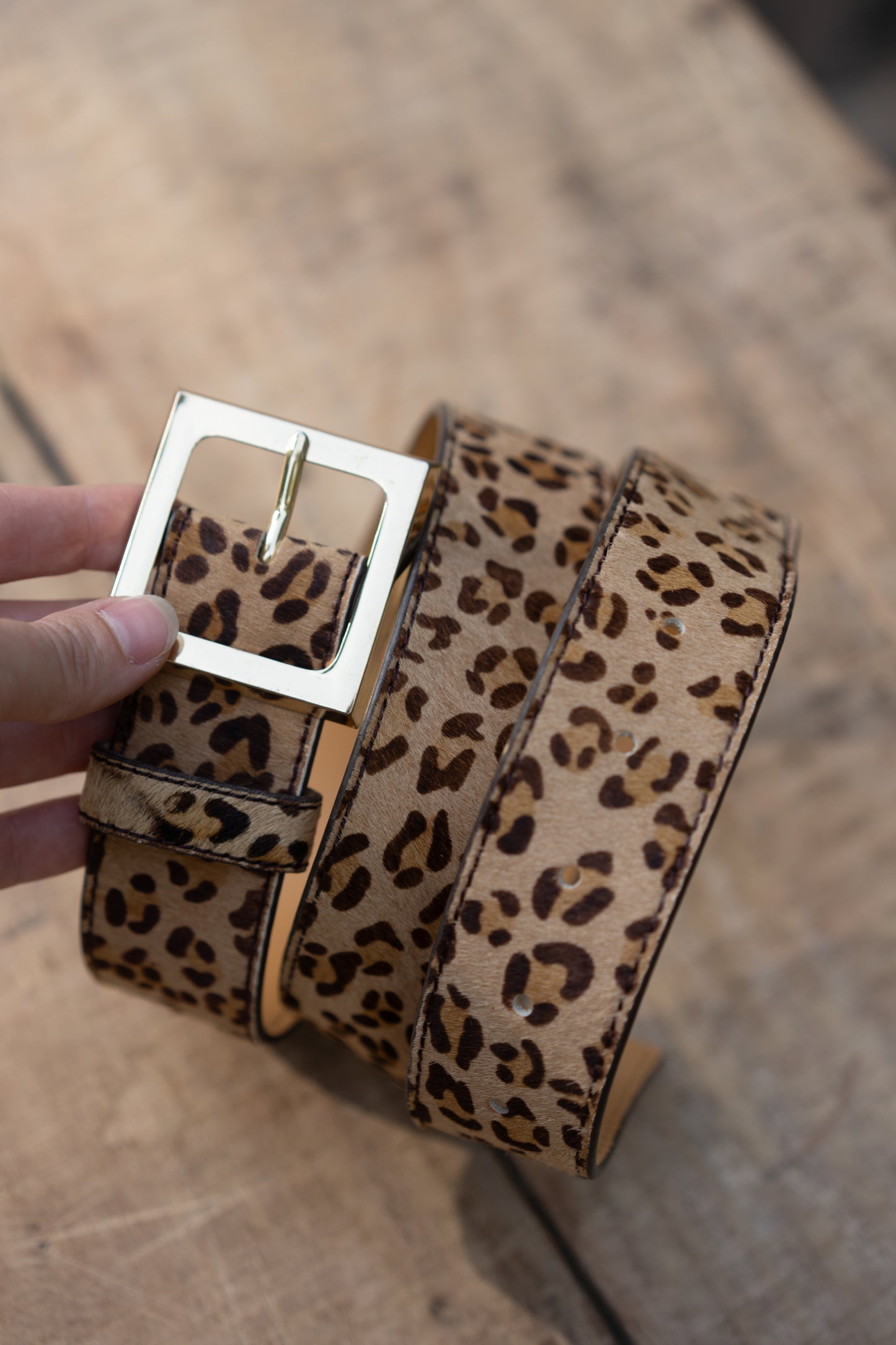 Leopard Calf Hair Leather Belt