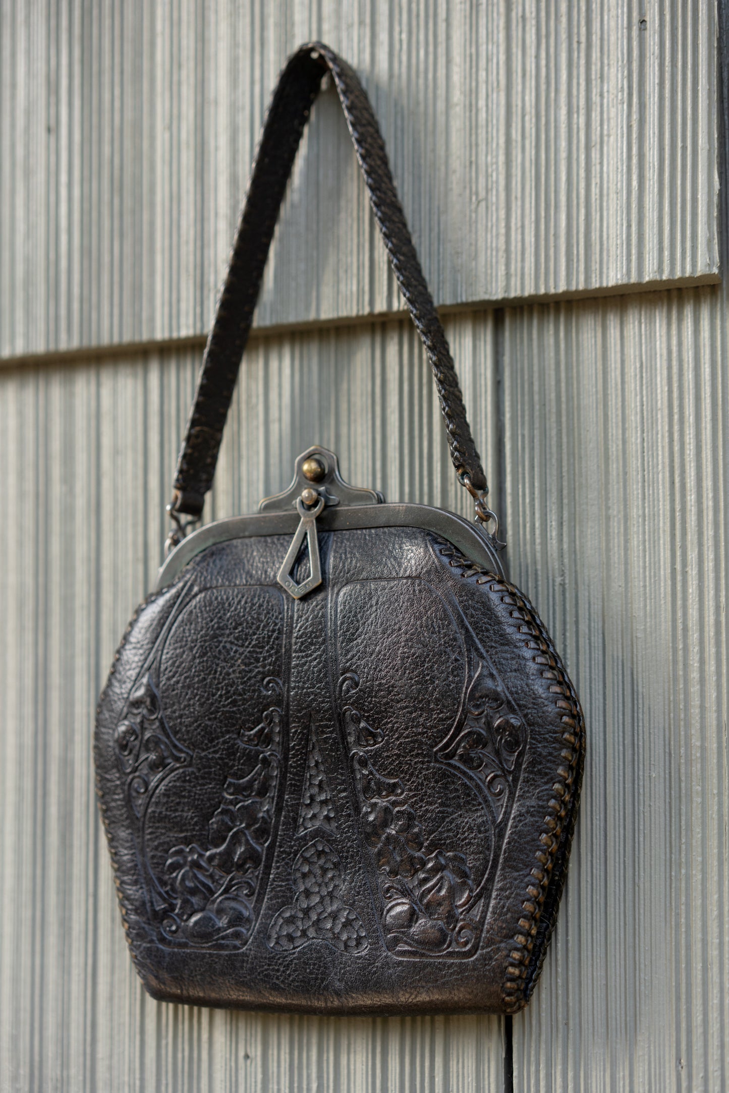 Tooled Leather Frame Bag