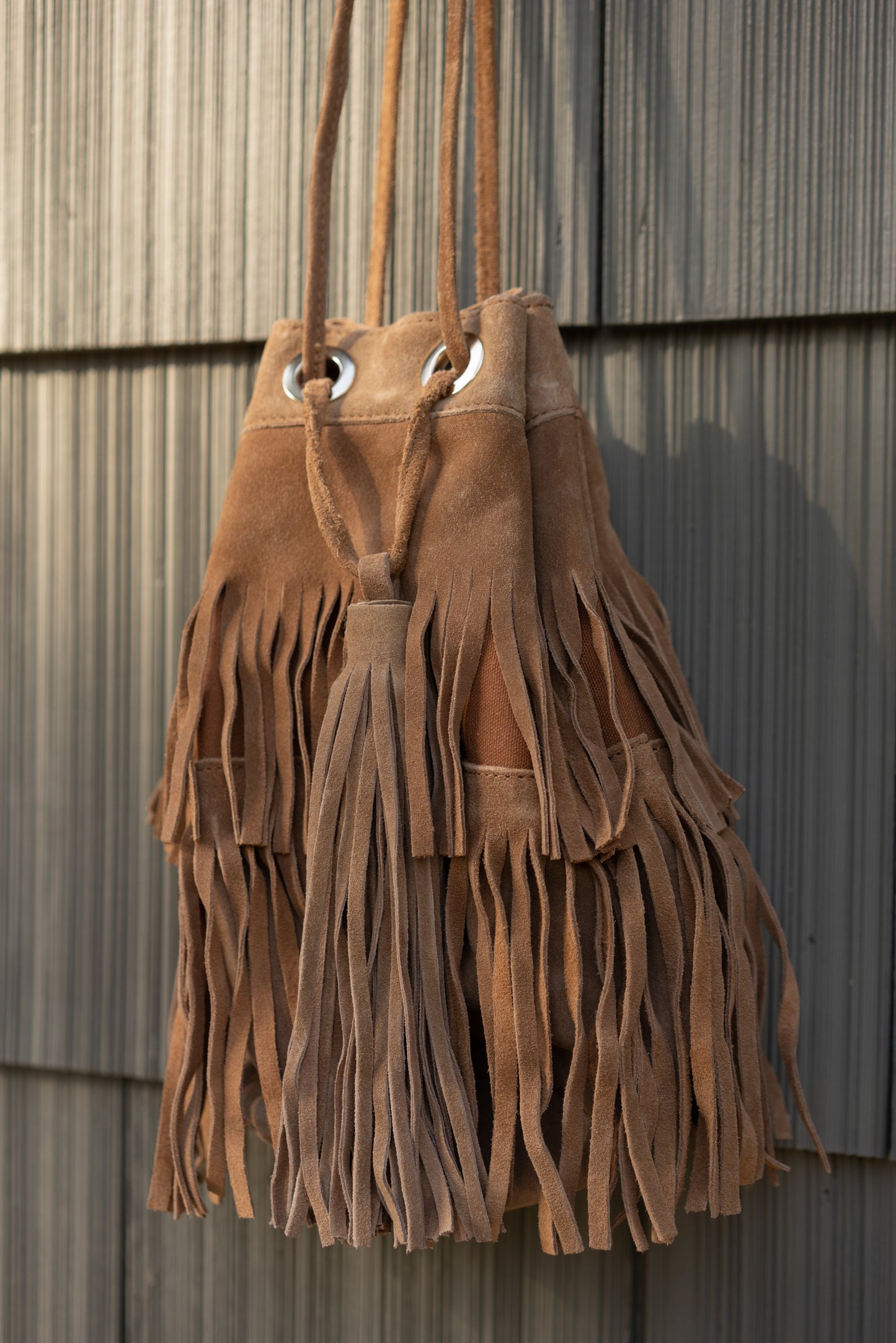 Zara Suede Fringe Bucket Bag