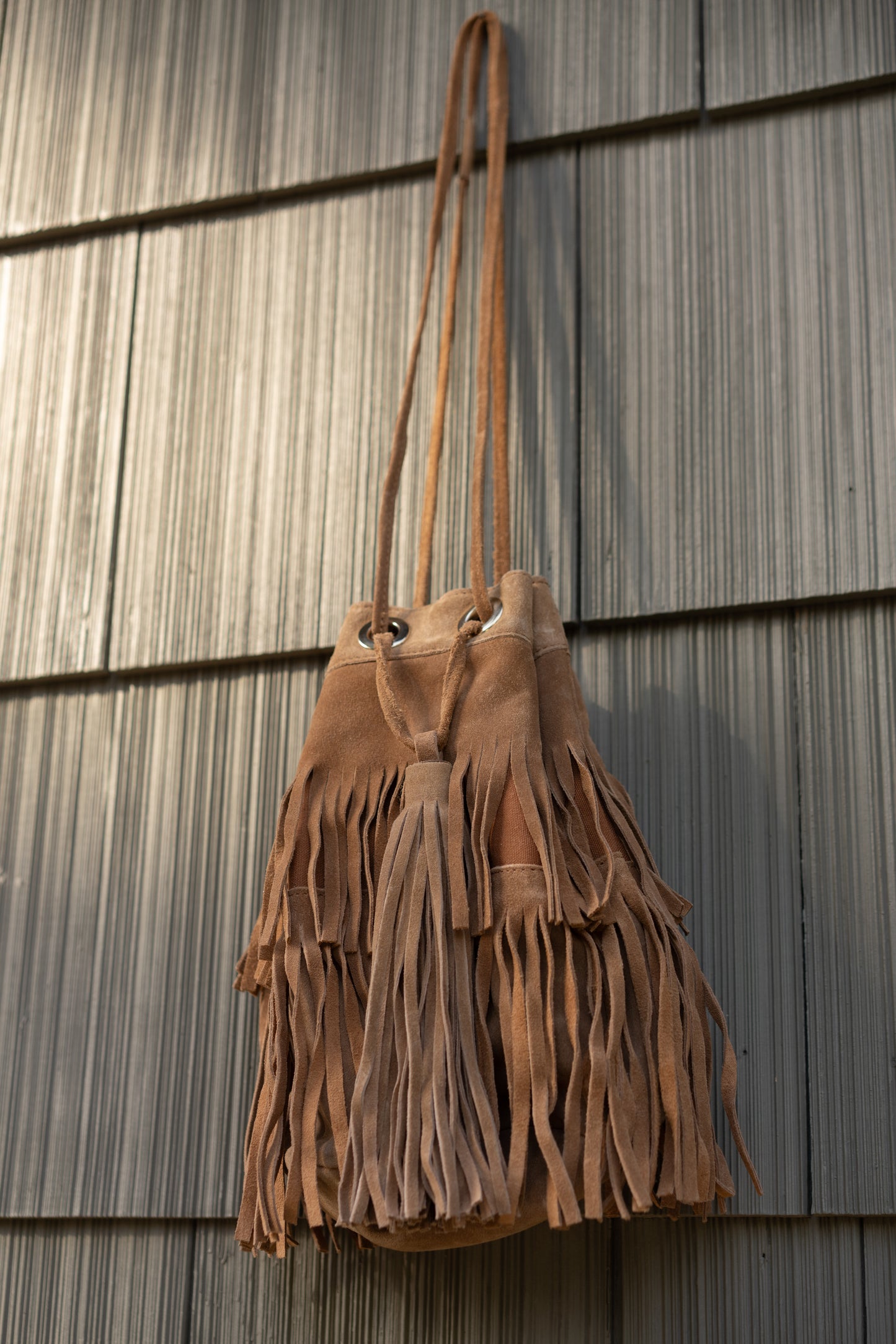 Zara Suede Fringe Bucket Bag