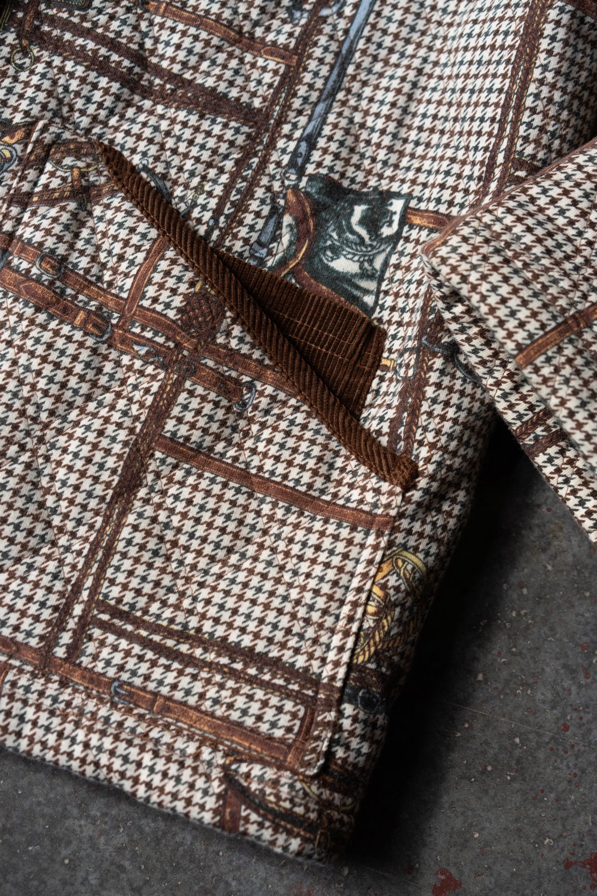 Cotton Equestrian Houndstooth Quilted Jacket