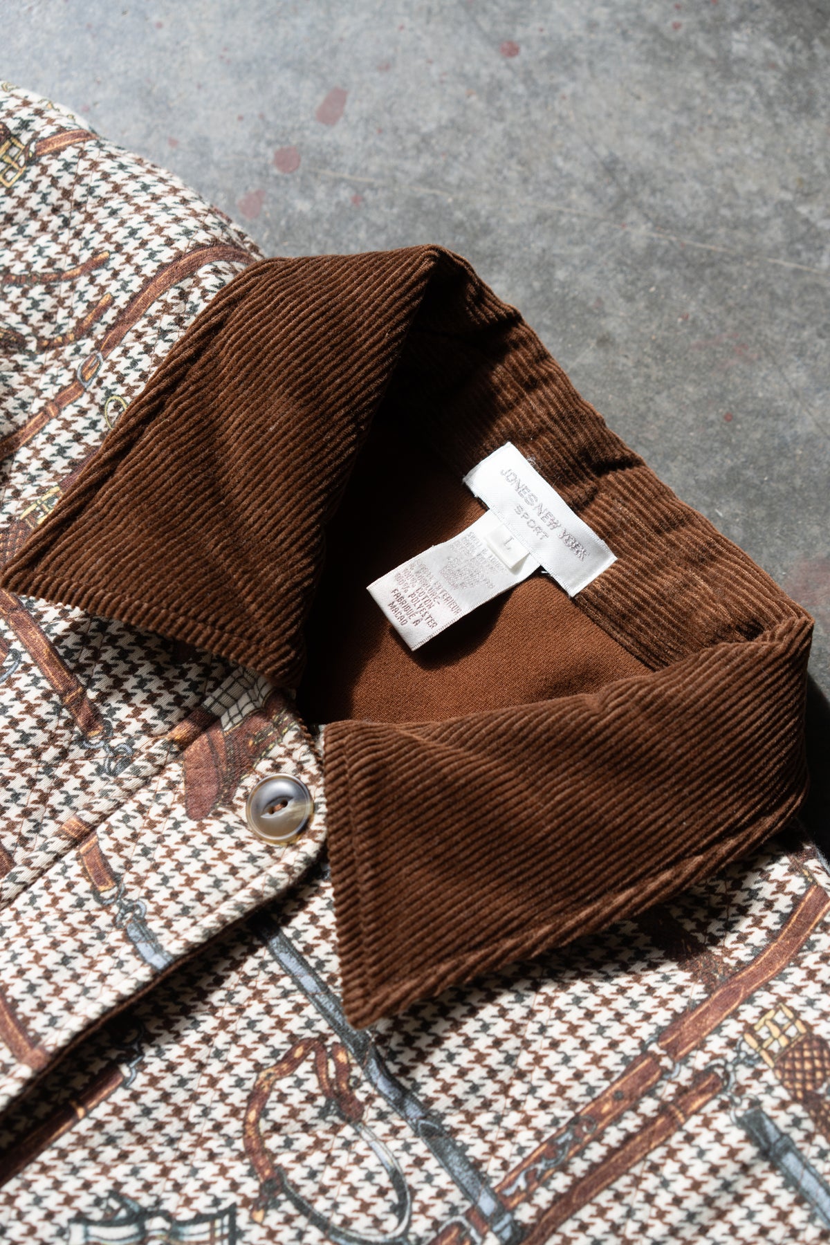 Cotton Equestrian Houndstooth Quilted Jacket