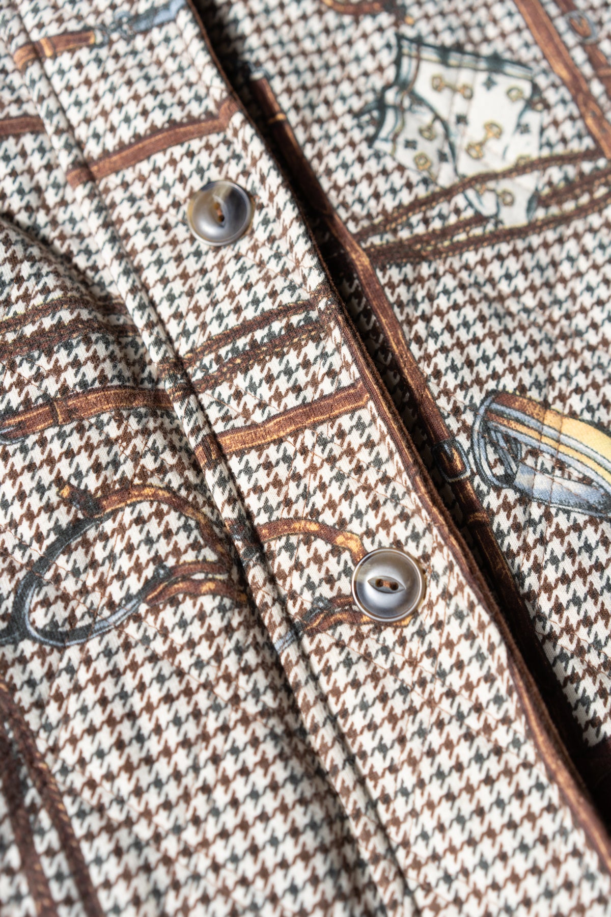 Cotton Equestrian Houndstooth Quilted Jacket