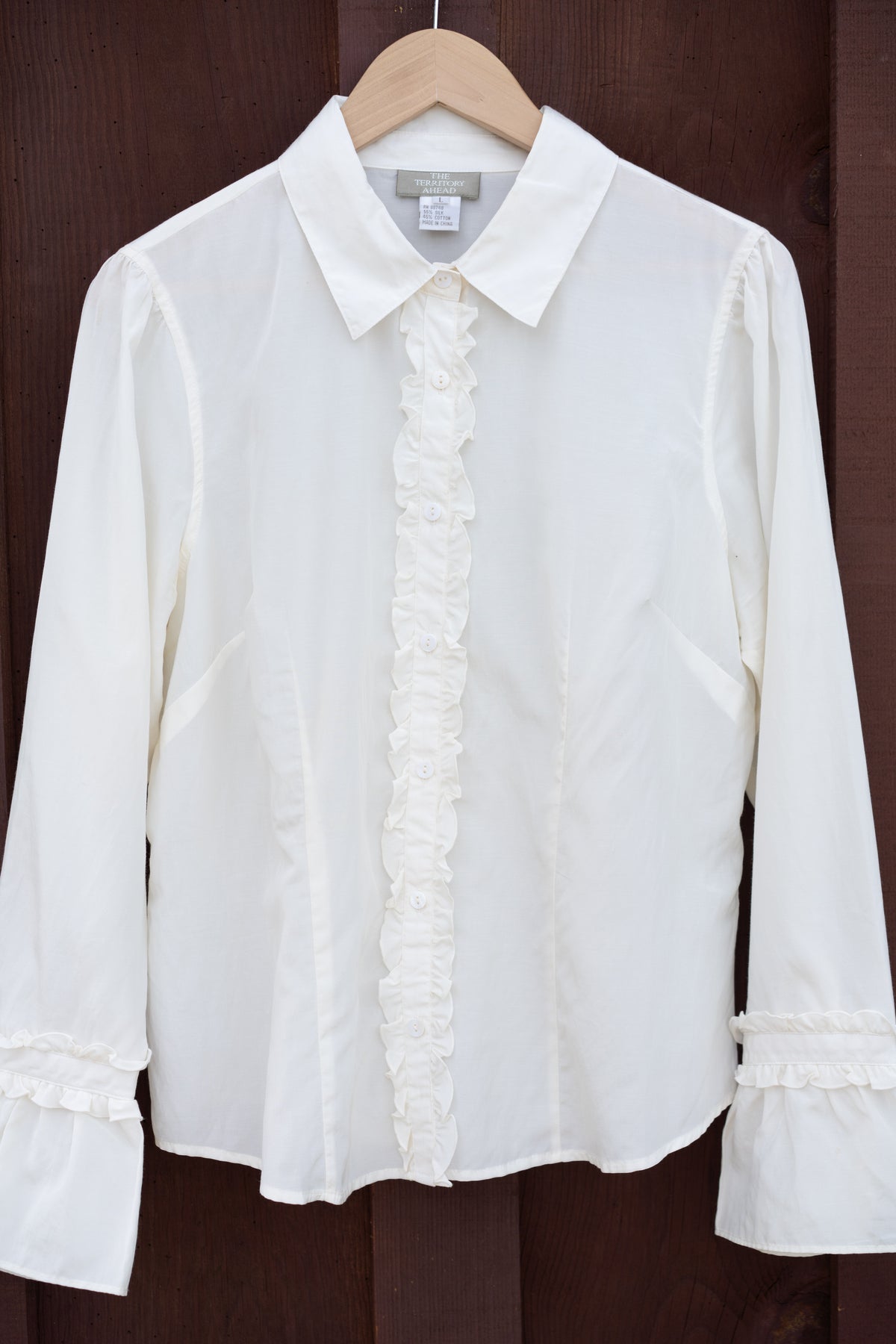 Silk Cotton Ruffle Blouse