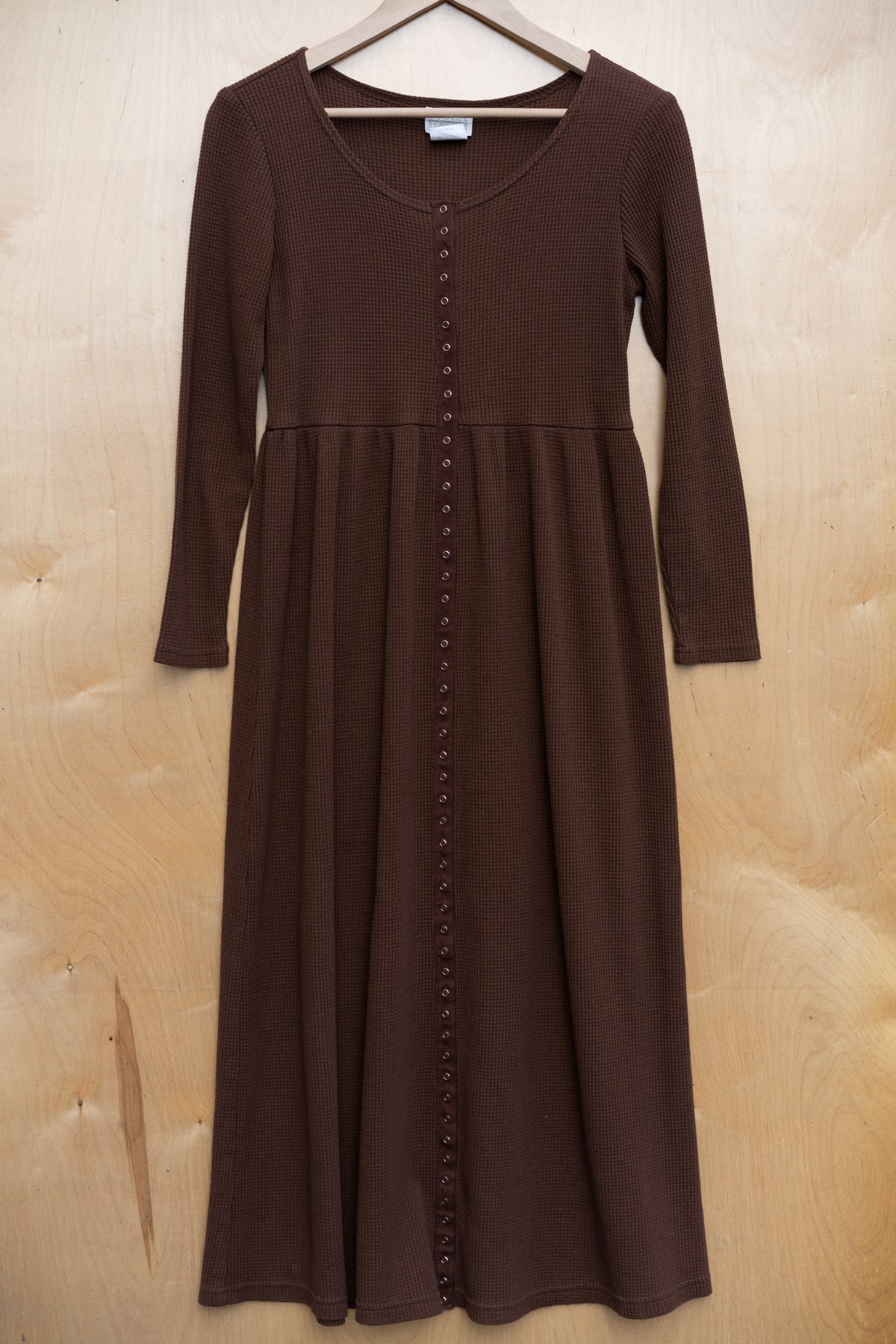 Snap-Front Waffle Knit Maxi Dress