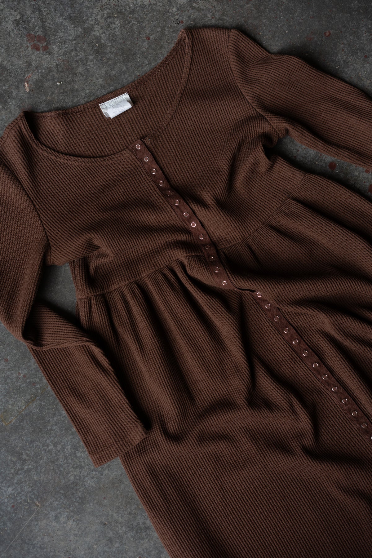 Snap-Front Waffle Knit Maxi Dress