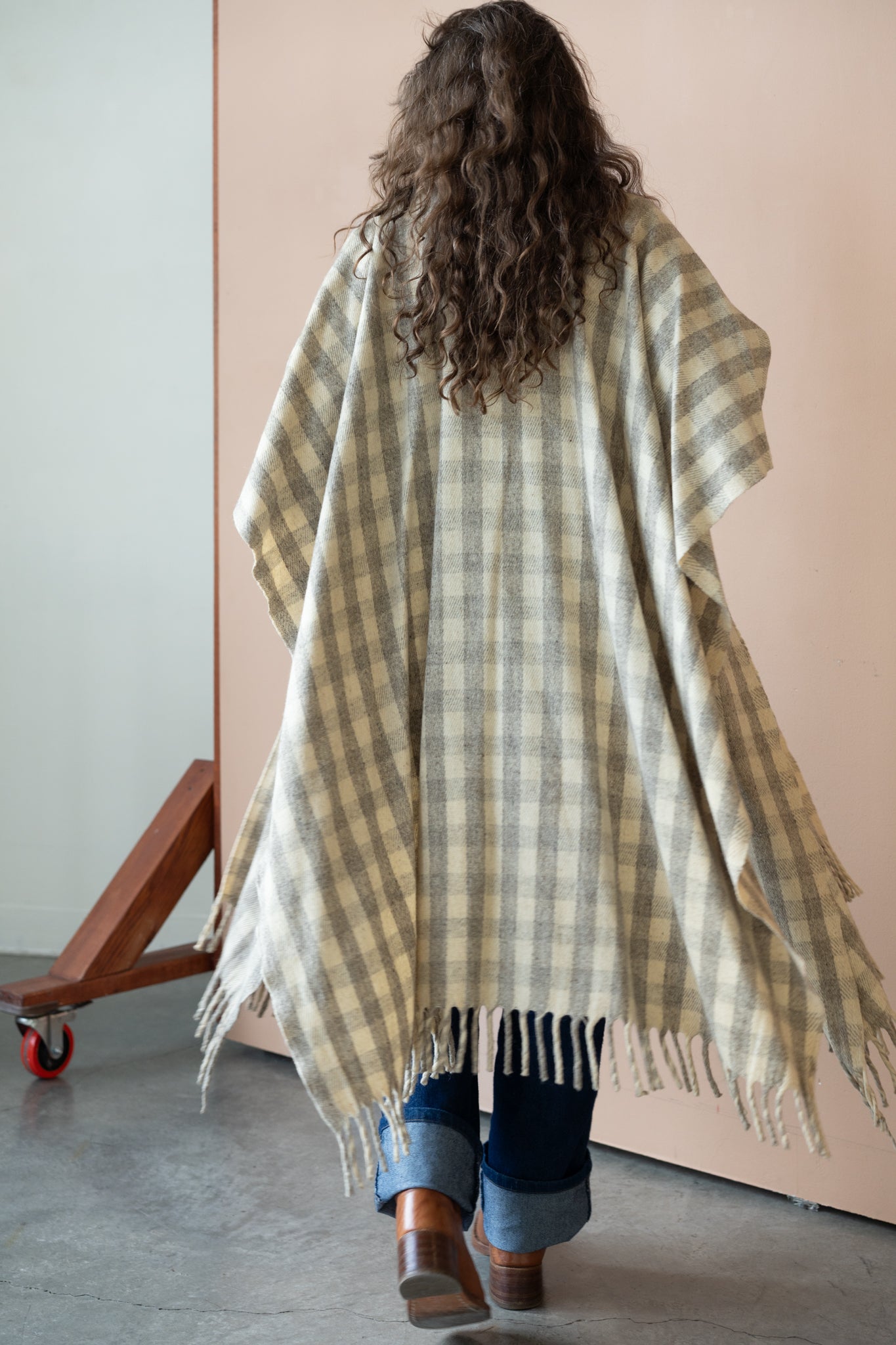 Checkered Wool Cape