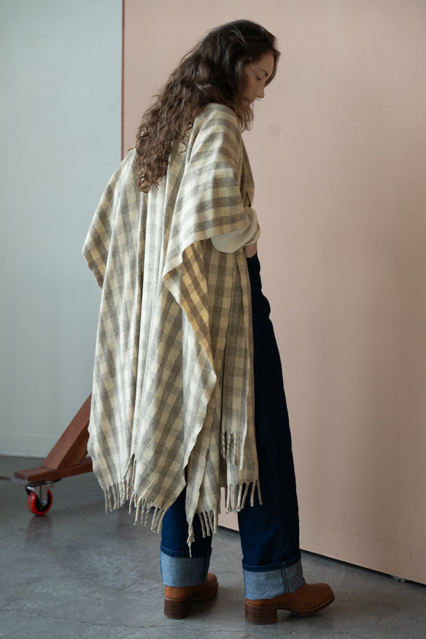 Checkered Wool Cape