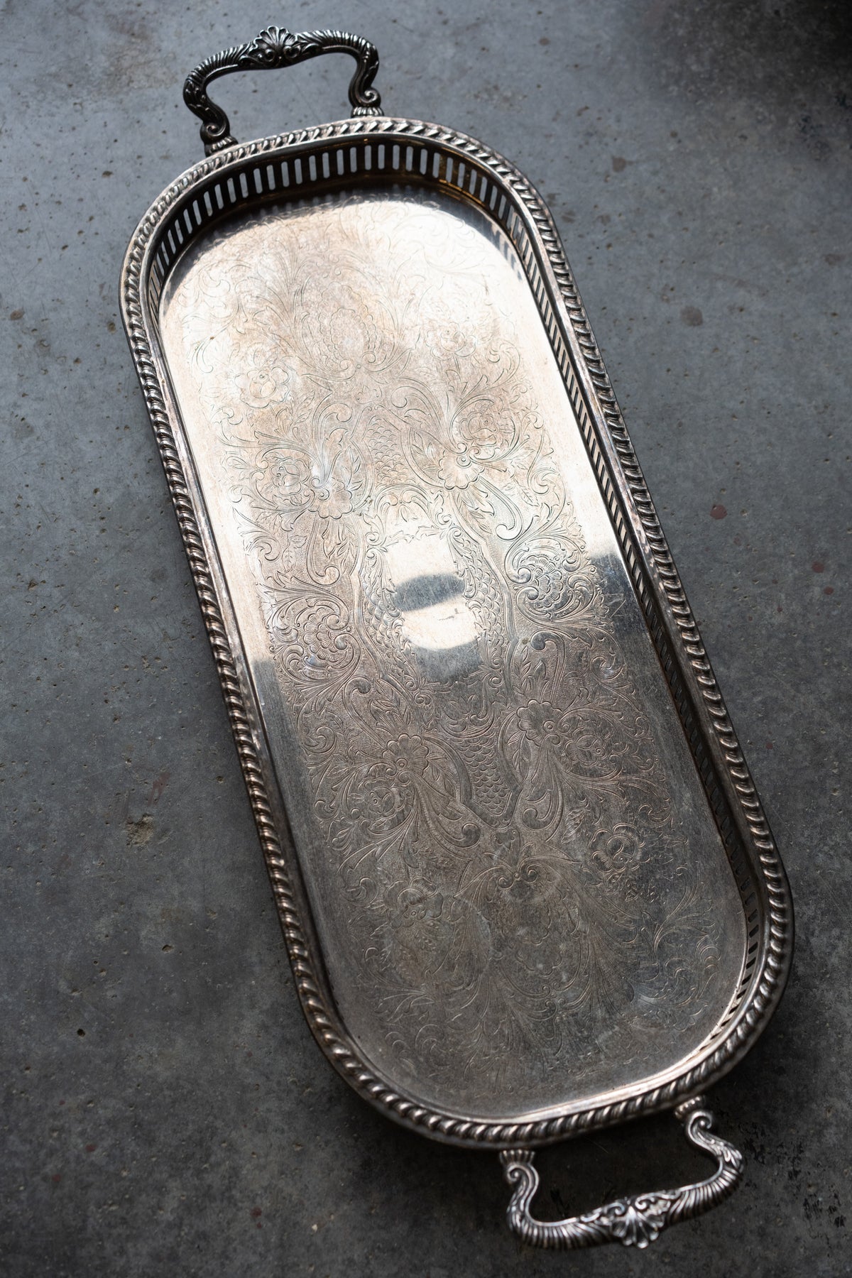 Engraved Silverplate Serving Tray