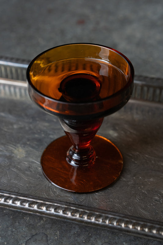 Amber Glass Pedestal Candle Holder