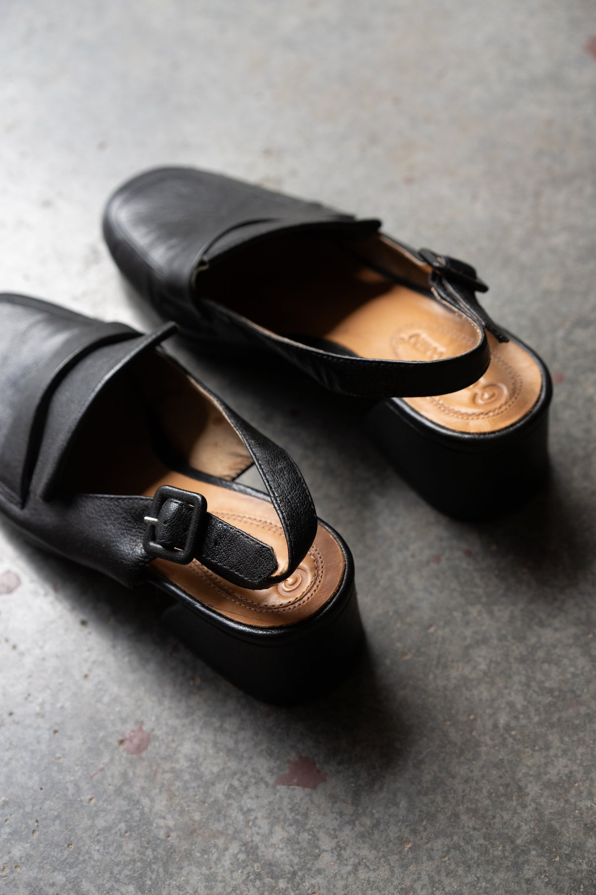 Corso Como Black Leather Slingback Loafers