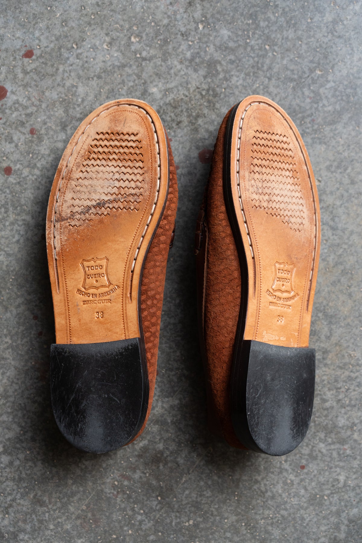 Copper Brown Textured Leather Penny Loafers