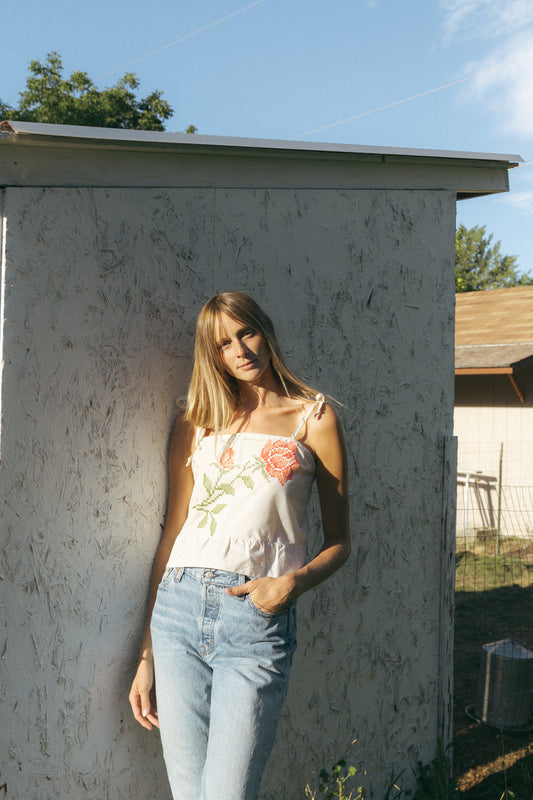 Rosy Thread Tie Top
