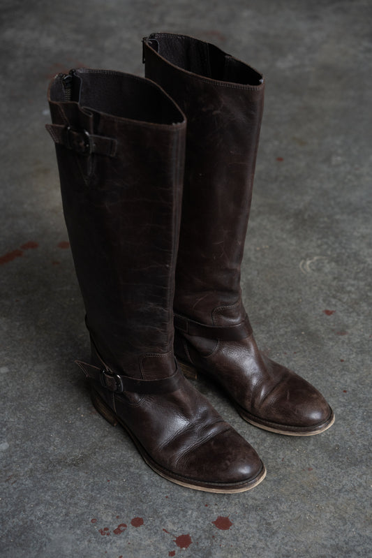 90s Aldo Brown Leather Harness Riding Boots