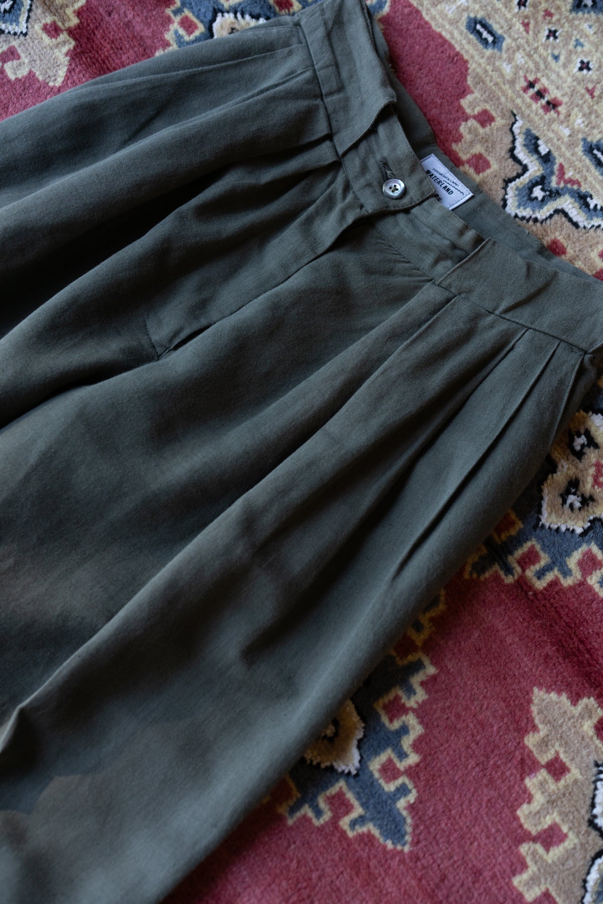 Waterland Affairs Olive Green Pleated Trousers