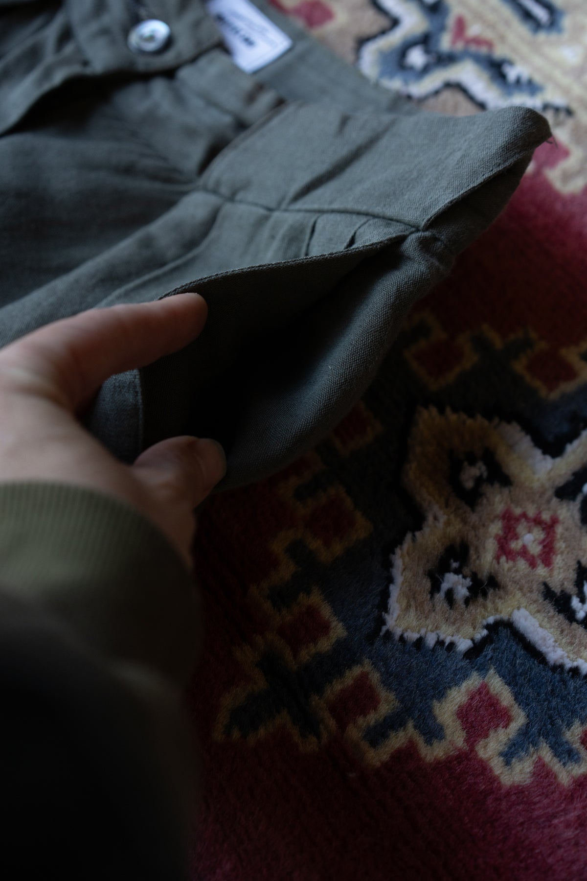 Waterland Affairs Olive Green Pleated Trousers
