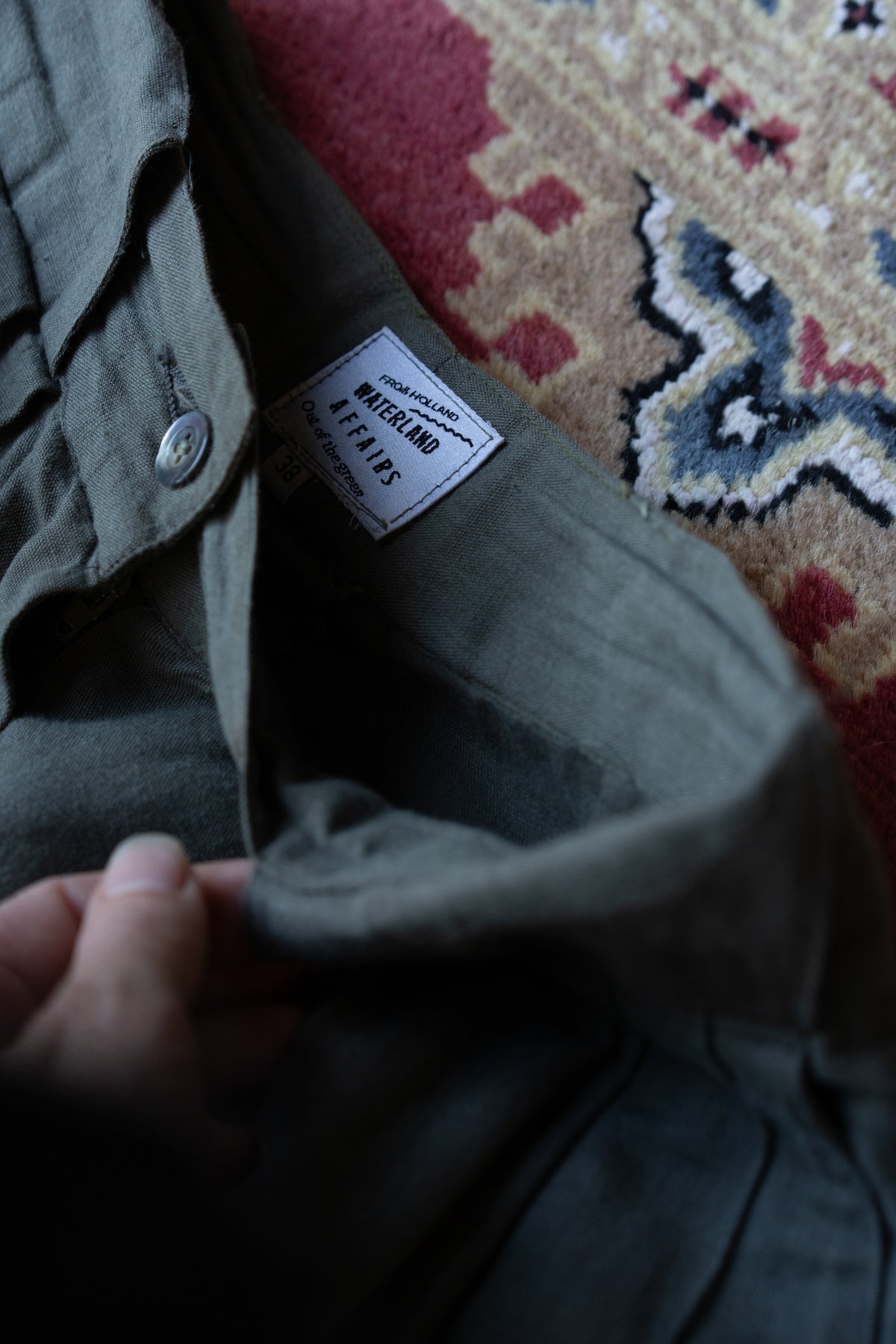 Waterland Affairs Olive Green Pleated Trousers