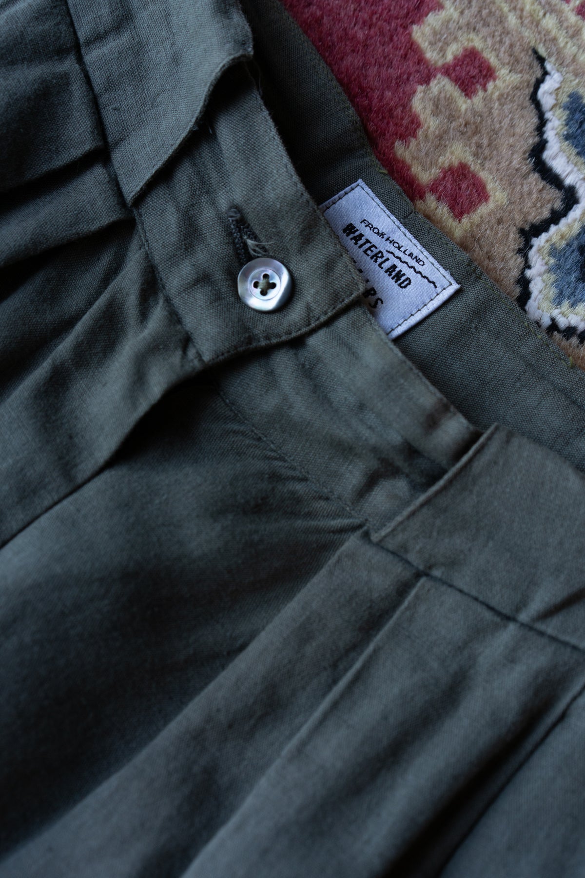 Waterland Affairs Olive Green Pleated Trousers