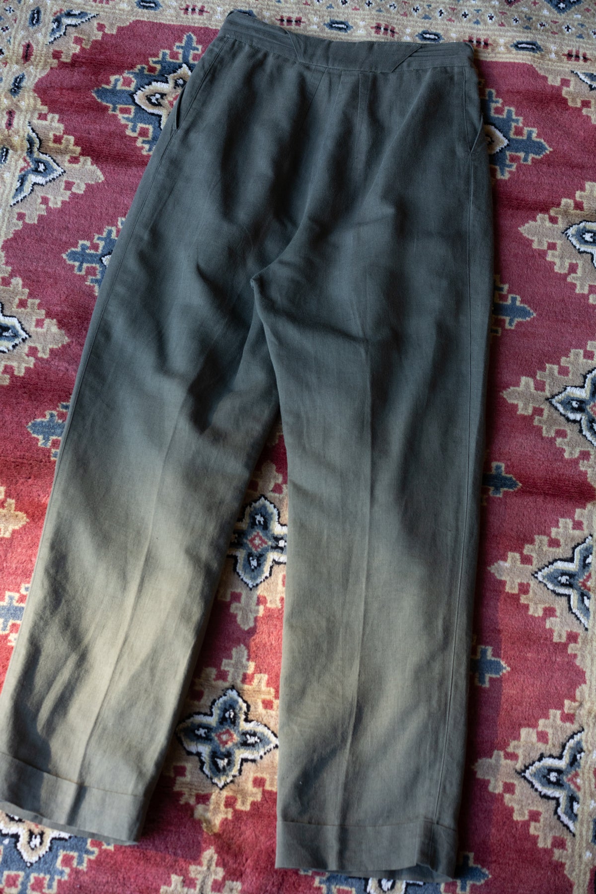 Waterland Affairs Olive Green Pleated Trousers