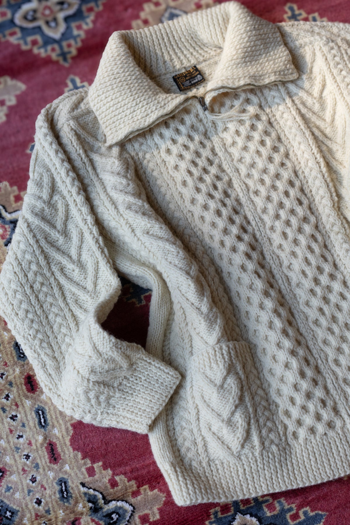 Gaeltarra Irish Wool Cable Knit Zip Sweater