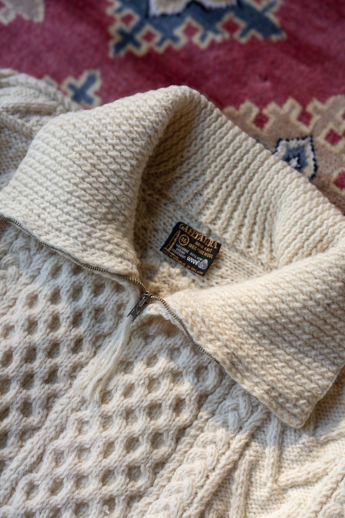 Gaeltarra Irish Wool Cable Knit Zip Sweater