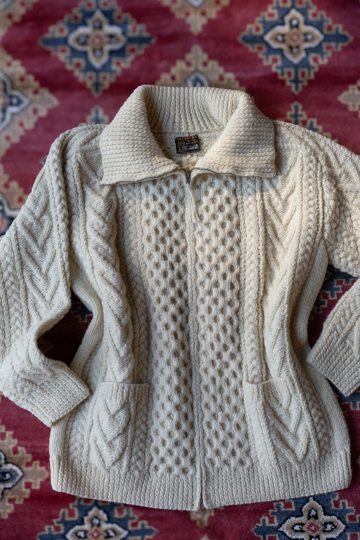 Gaeltarra Irish Wool Cable Knit Zip Sweater