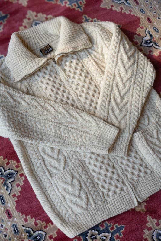 Gaeltarra Irish Wool Cable Knit Zip Sweater