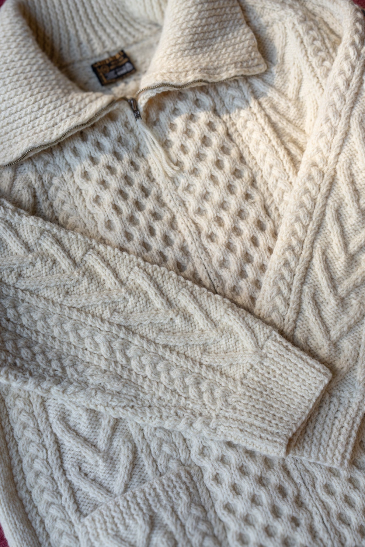 Gaeltarra Irish Wool Cable Knit Zip Sweater