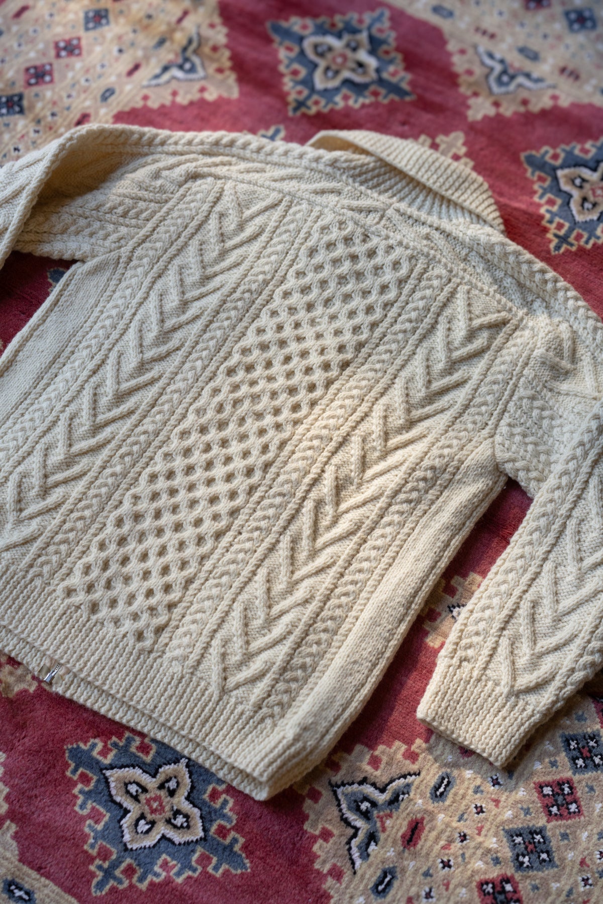 Gaeltarra Irish Wool Cable Knit Zip Sweater