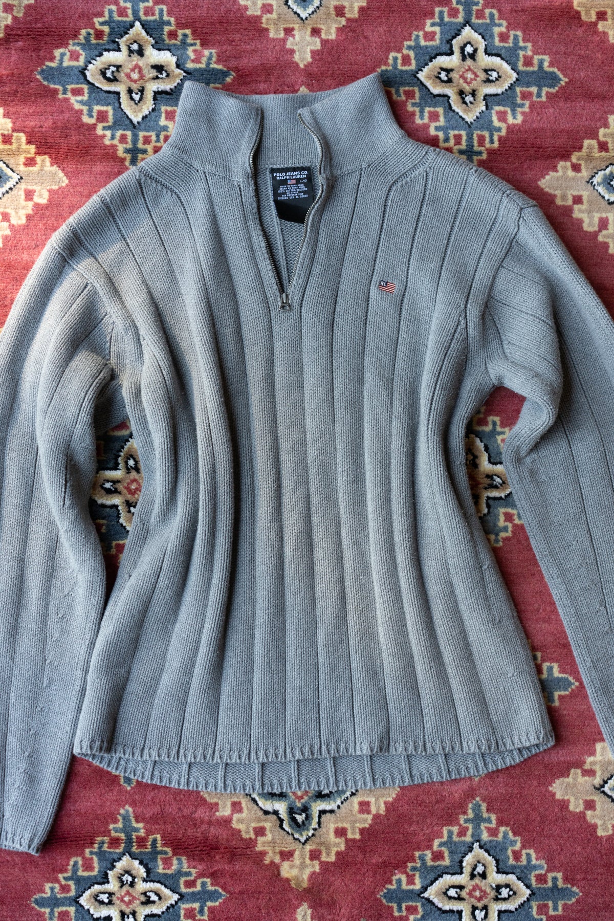Polo Jeans RL Cotton Ribbed Quarter Zip Sweater